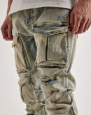 Smoke Rise Utility Pocket Stacked Flare Denim Jeans