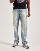 Smoke Rise Wave Effect Straight Denim Jeans