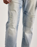 Smoke Rise Wave Effect Straight Denim Jeans