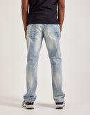 Smoke Rise Wave Effect Straight Denim Jeans