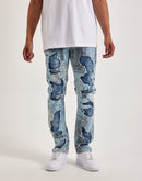 Smuggler's Moon Paisley-Print Distressed Slim Denim Jeans