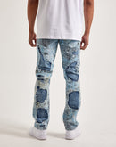 Smuggler's Moon Paisley-Print Distressed Slim Denim Jeans