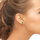 Green Malachite Clover Studs - Sterling Silver