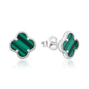 Clover Studs - Solid 925 Sterling Silver - Green