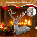 Standing Reindeer Statue Aluminum Deer Sculpture for Indoors Christmas Decor-Silver