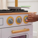 Vintage Wooden Play Kitchen With 9 Accessories - White