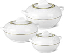 TABAKH Ambiente Insulated Casserole Hot Pot Hot Pack Food Warmer 3 Pieces King Set, 6000-8000-10000ml (White)