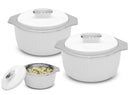 TABAKH Fine Dine Inner Stainless Steel Insulated Casserole Food Serving Pack of 3 Serve Casserole Set (2000ml, 3000ml, 5000ml)