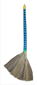 TABAKH Vietnam Hand Made Straw Soft Broom with Colored Handle 12" Head Width, 40" Overall Length -1pc