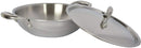 TABAKH Food Grade 3.2 Liter Induction Friendly Platinum (TRI PLY) 18/8 Stainless Steel Kadai w/ Stainless Steel Lid (26cm, 3.2 Litre)