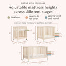 Convertible 9-in-1 Crib with Bassinet & Toddler Bed Kit - Washed Natural