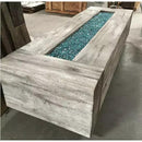 The Outdoor Plus - Coronado Rectangular Wood Grain Concrete Fire Pit Table OPT-COR