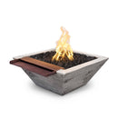 The Outdoor Plus - Maya Square Wood Grain Concrete Fire & Wide Spill Water Bowl OPT-SWGFWWS