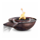 The Outdoor Plus - Sedona 27" Round Hammered Copper Fire & Water Bowl with Gravity Spill OPT-RCPRFWGS