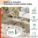 42 X 19.7 Inch Clear Tempered Glass Coffee Table With Rounded Edges-Transparent