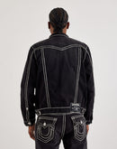 True Religion Jimmy Marled Rope Stitch Denim Jacket