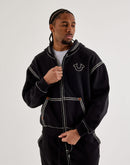 True Religion Super QT Cinched Full-Zip Fleece Hoodie