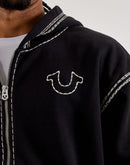 True Religion Super QT Cinched Full-Zip Fleece Hoodie