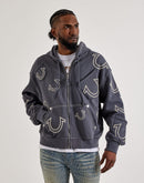 True Religion Big T Cinched Full-Zip Fleece Hoodie