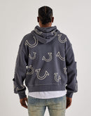 True Religion Big T Cinched Full-Zip Fleece Hoodie