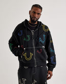 True Religion Big T Cinched Full-Zip Fleece Hoodie