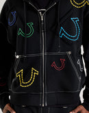 True Religion Big T Cinched Full-Zip Fleece Hoodie