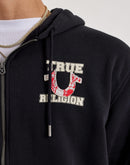 True Religion Applique Full-Zip Fleece Hoodie