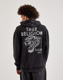 True Religion Crystal Tiger Vintage Zip Fleece Hoodie