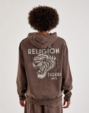 True Religion Crystal Tiger Vintage Zip Fleece Hoodie
