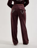 True Religion Crystal Velour Straight-Leg Pants