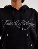 True Religion Crystal Cropped Relaxed Fleece Hoodie