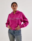 True Religion Crystal Cropped Relaxed Fleece Hoodie