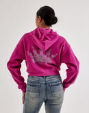 True Religion Crystal Cropped Relaxed Fleece Hoodie