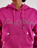 True Religion Crystal Cropped Relaxed Fleece Hoodie