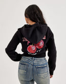 True Religion Cherry Shrunken Full-Zip Fleece Hoodie