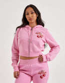 True Religion Cherry Shrunken Full-Zip Fleece Hoodie