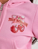 True Religion Cherry Shrunken Full-Zip Fleece Hoodie