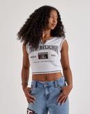 True Religion V-Notch Raglan Cap-Sleeve Tee