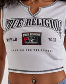 True Religion V-Notch Raglan Cap-Sleeve Tee