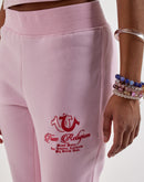 True Religion Embroidered Mid-Rise Big T Bootcut Fleece Sweatpants