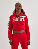 True Religion Embroidered Shrunken Full-Zip Fleece Hoodie