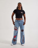 True Religion Bobbi Sporty Applique Baggy Denim Jeans
