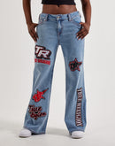 True Religion Bobbi Sporty Applique Baggy Denim Jeans