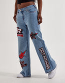 True Religion Bobbi Sporty Applique Baggy Denim Jeans