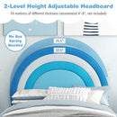 Twin Bed Frame With Height-Adjustable Headboard and Sturdy Wooden Slats-Blue