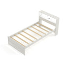 Twin Size Bed Frame With Storage Headboard and Charging Station-White