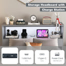 Twin Size Bed Frame With Storage Headboard and Charging Station-Gray
