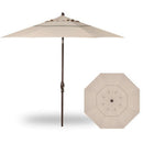 Treasure Garden, 9 Foot Double Vent Crank Lift Round Market Umbrella, Champagne on Bronze