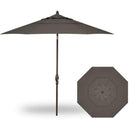Treasure Garden, 9 Foot Double Vent Crank Lift Round Market Umbrella, Latitude Gray O'bravia Grade C Fabric on Bronze