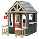 Riverscape Wooden Playhouse With Working Doorbell, Fence, Kitchen and Pet Door - Navy